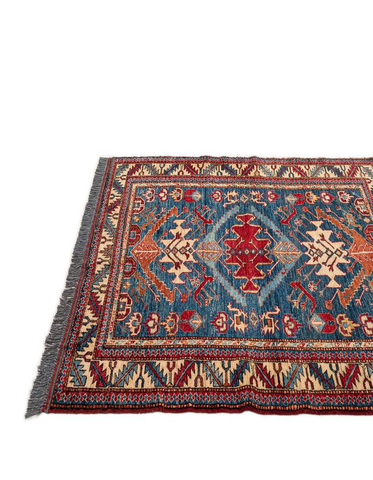 Detail image of  4' x 4' 11  Hand Knotted Kazak Wool Rug