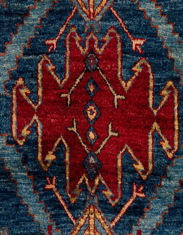 Detail image of  4' x 4' 11  Hand Knotted Kazak Wool Rug