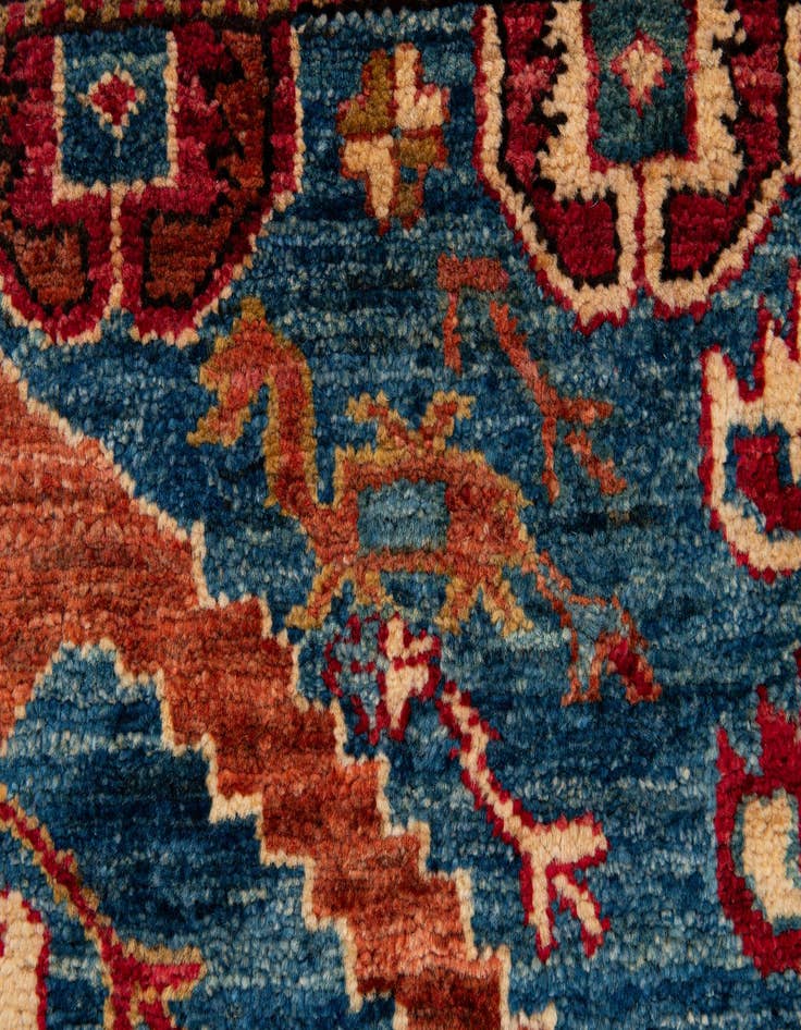 Detail image of  4' x 4' 11  Hand Knotted Kazak Wool Rug