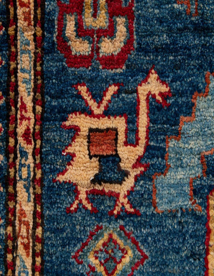 Detail image of  4' x 4' 11  Hand Knotted Kazak Wool Rug