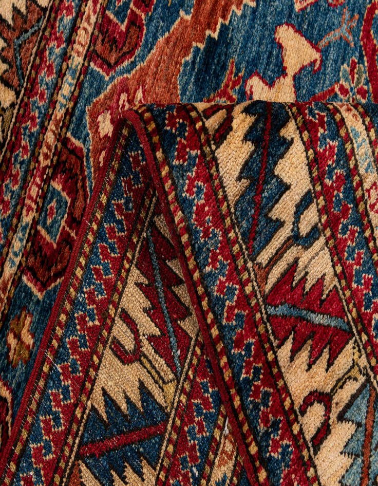 Detail image of  4' x 4' 11  Hand Knotted Kazak Wool Rug