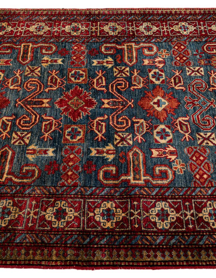 Detail image of  4' x 5'  Hand Knotted Kazak Wool Rug