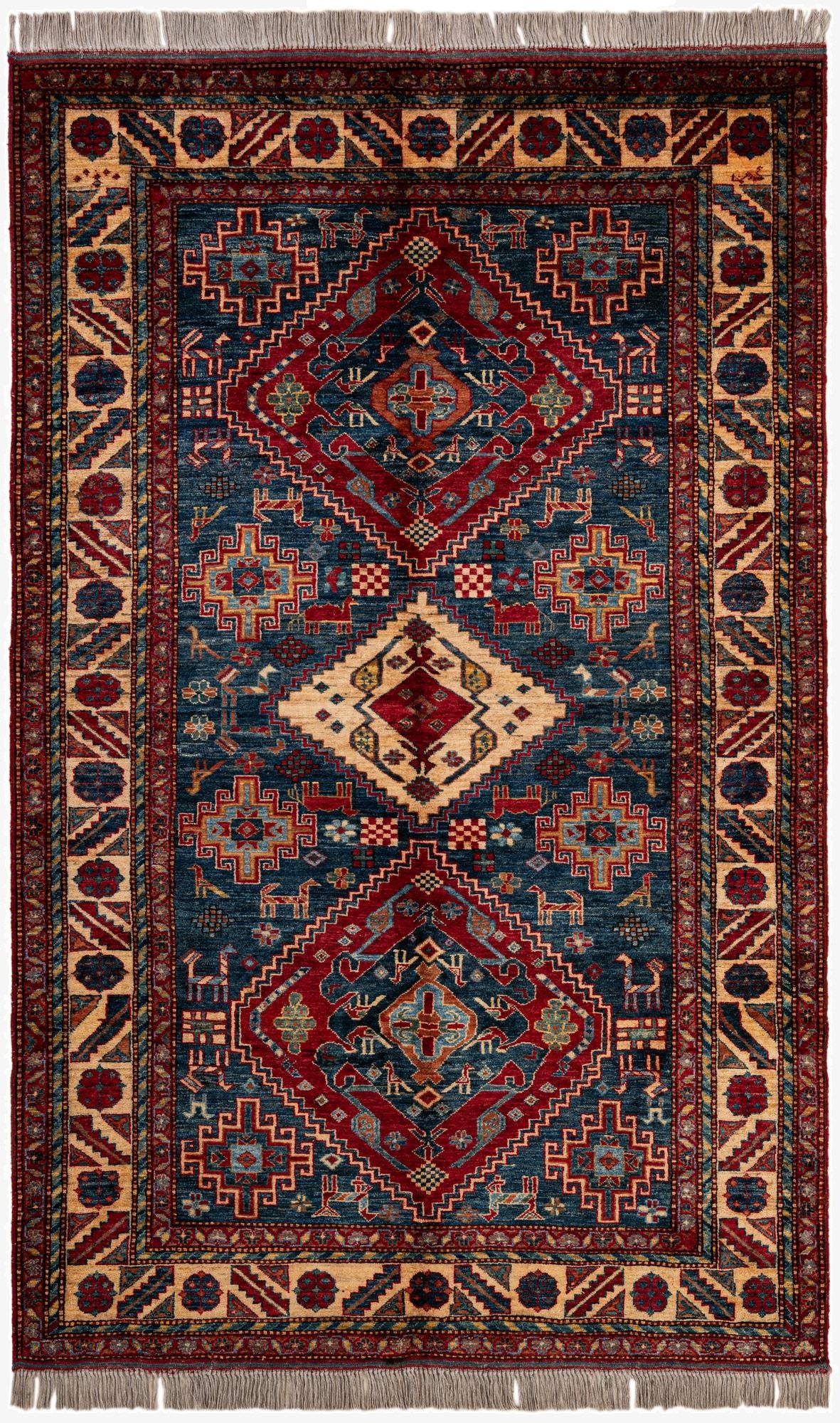  4' 11 x 7' 10  Hand Knotted Kazak Wool Rug