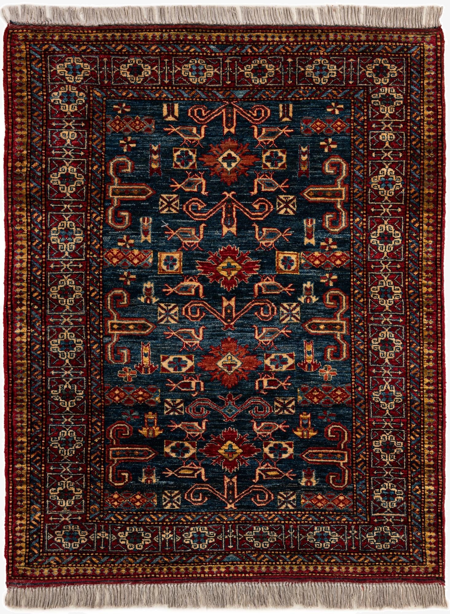  3' 11 x 5'  Hand Knotted Kazak Wool Rug