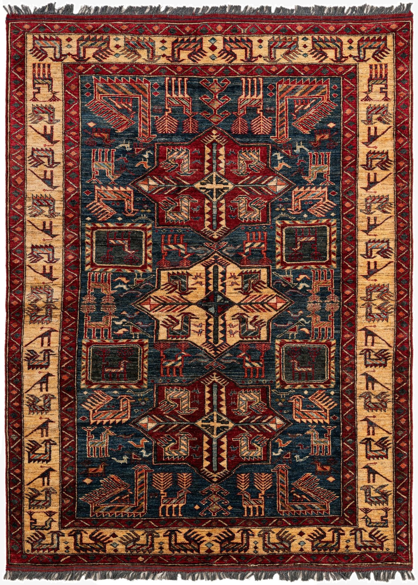  5' 1 x 6' 10  Hand Knotted Kazak Wool Rug