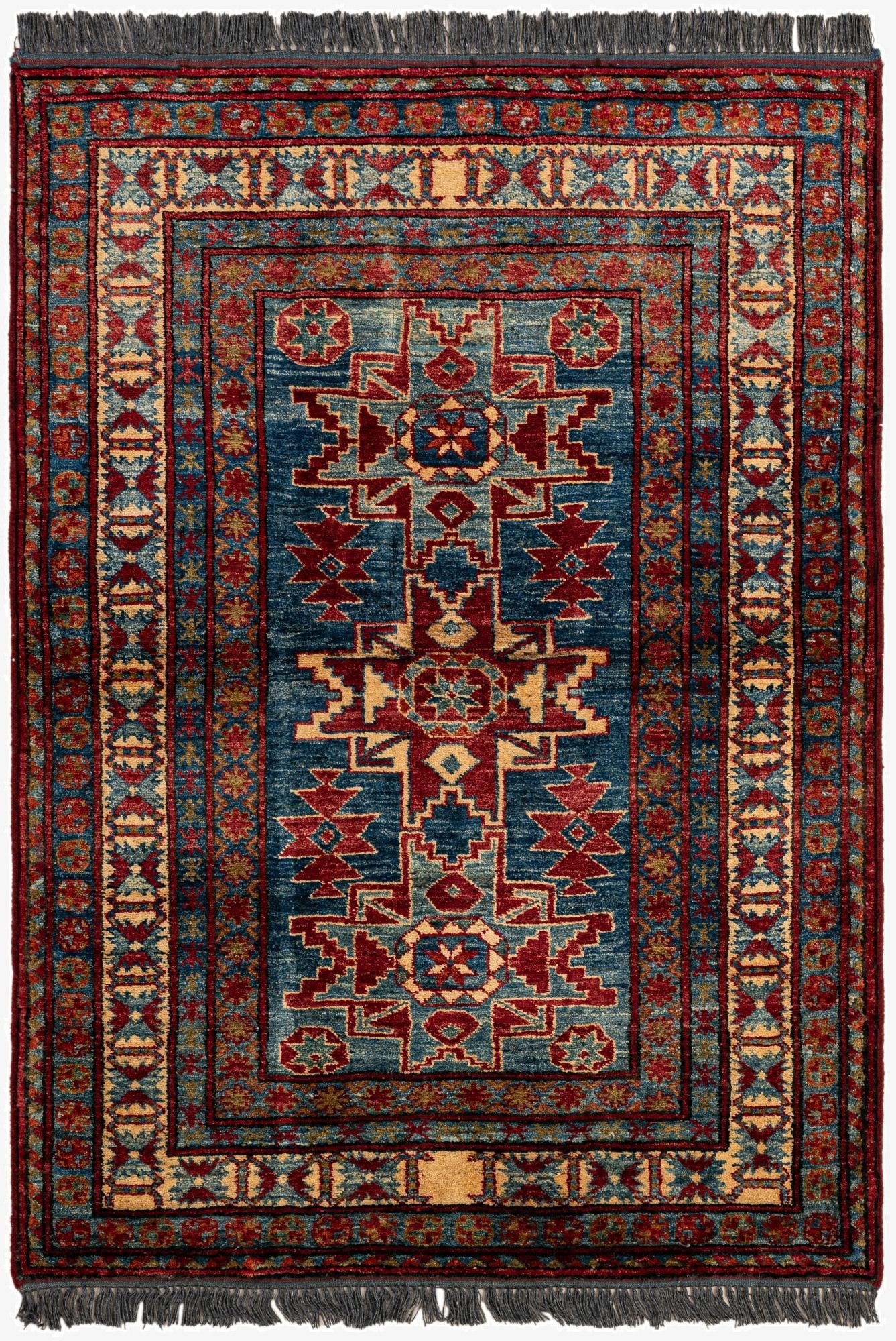  3' 2 x 4' 4  Hand Knotted Kazak Wool Rug