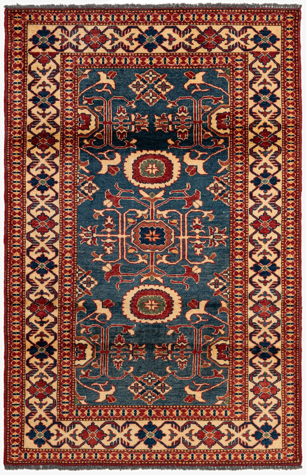  3' 10 x 5' 11  Hand Knotted Kazak Wool Rug