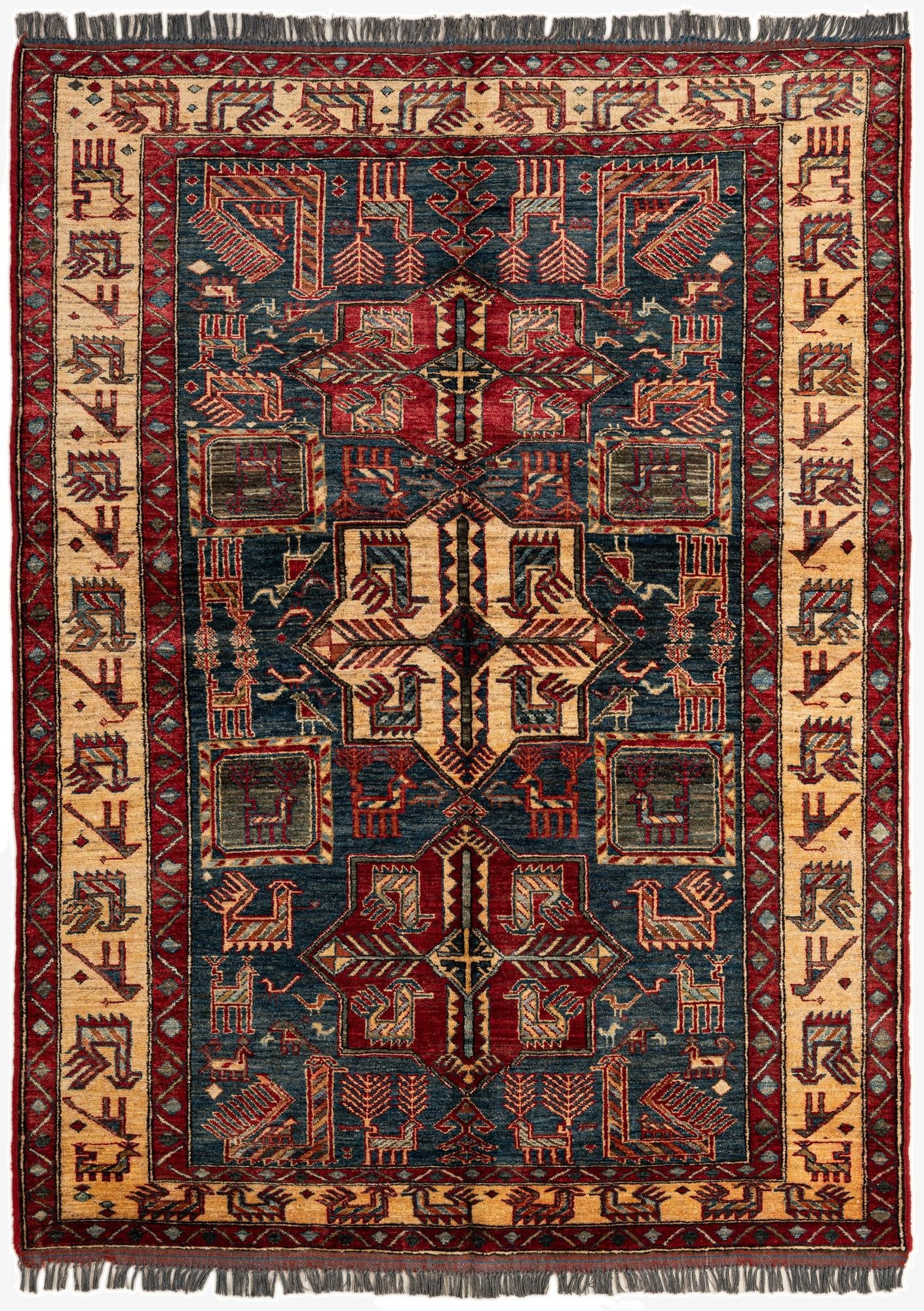  5' x 6' 9  Hand Knotted Kazak Wool Rug
