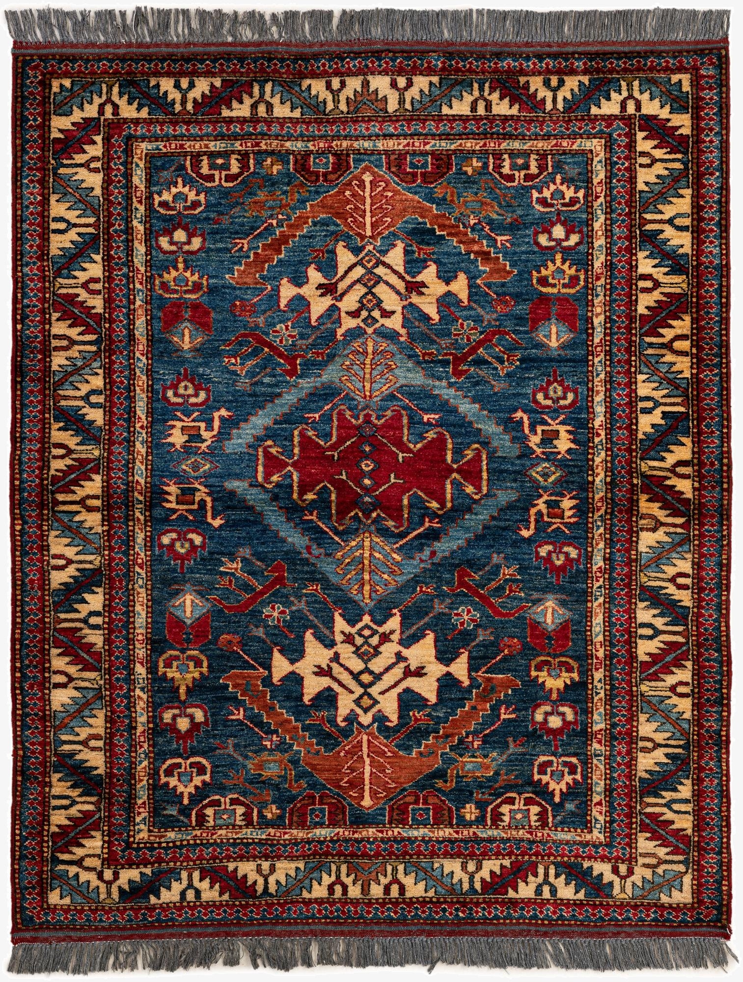  4' x 4' 11  Hand Knotted Kazak Wool Rug