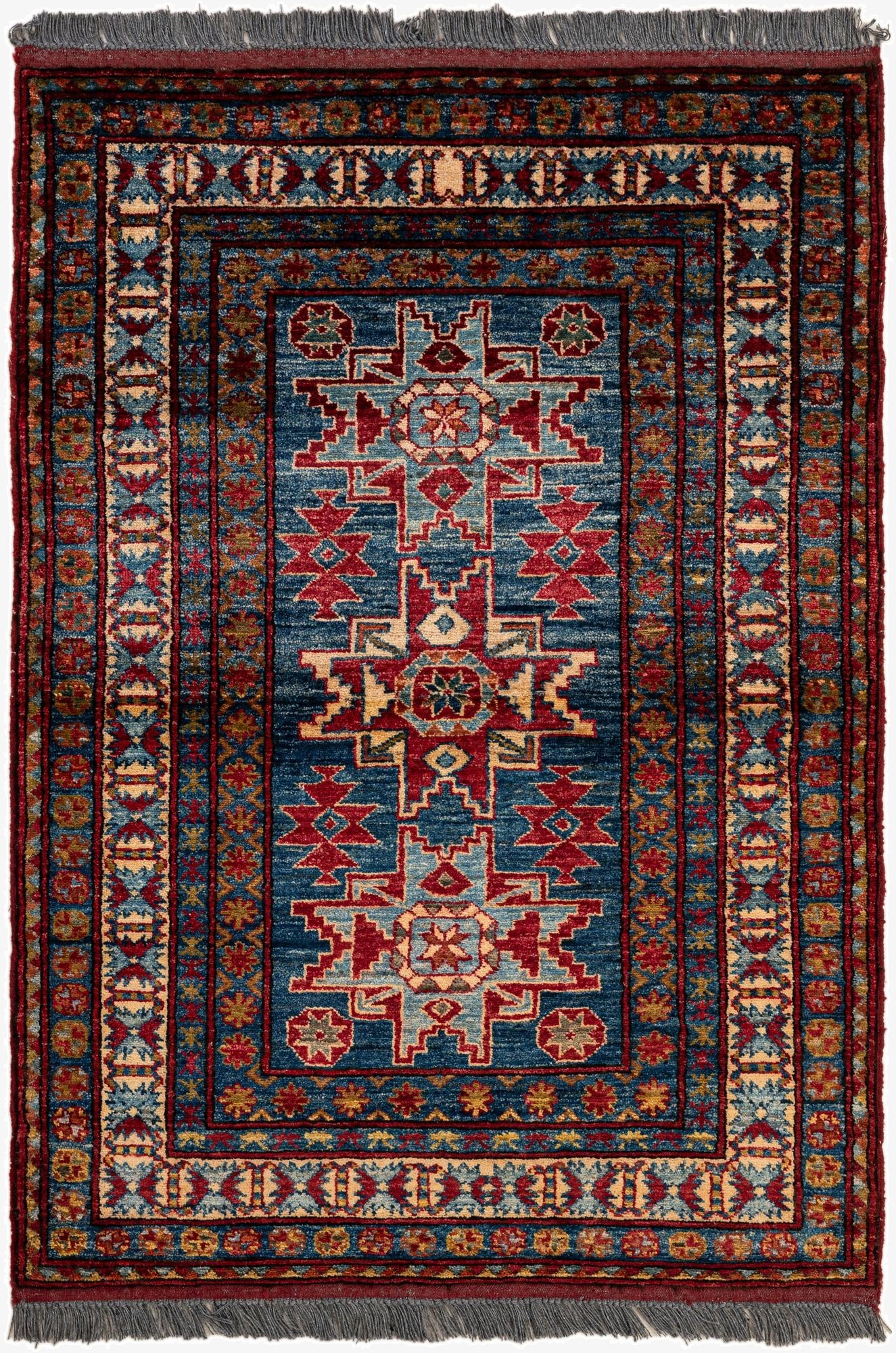  4' 1 x 5' 8  Hand Knotted Kazak Wool Rug