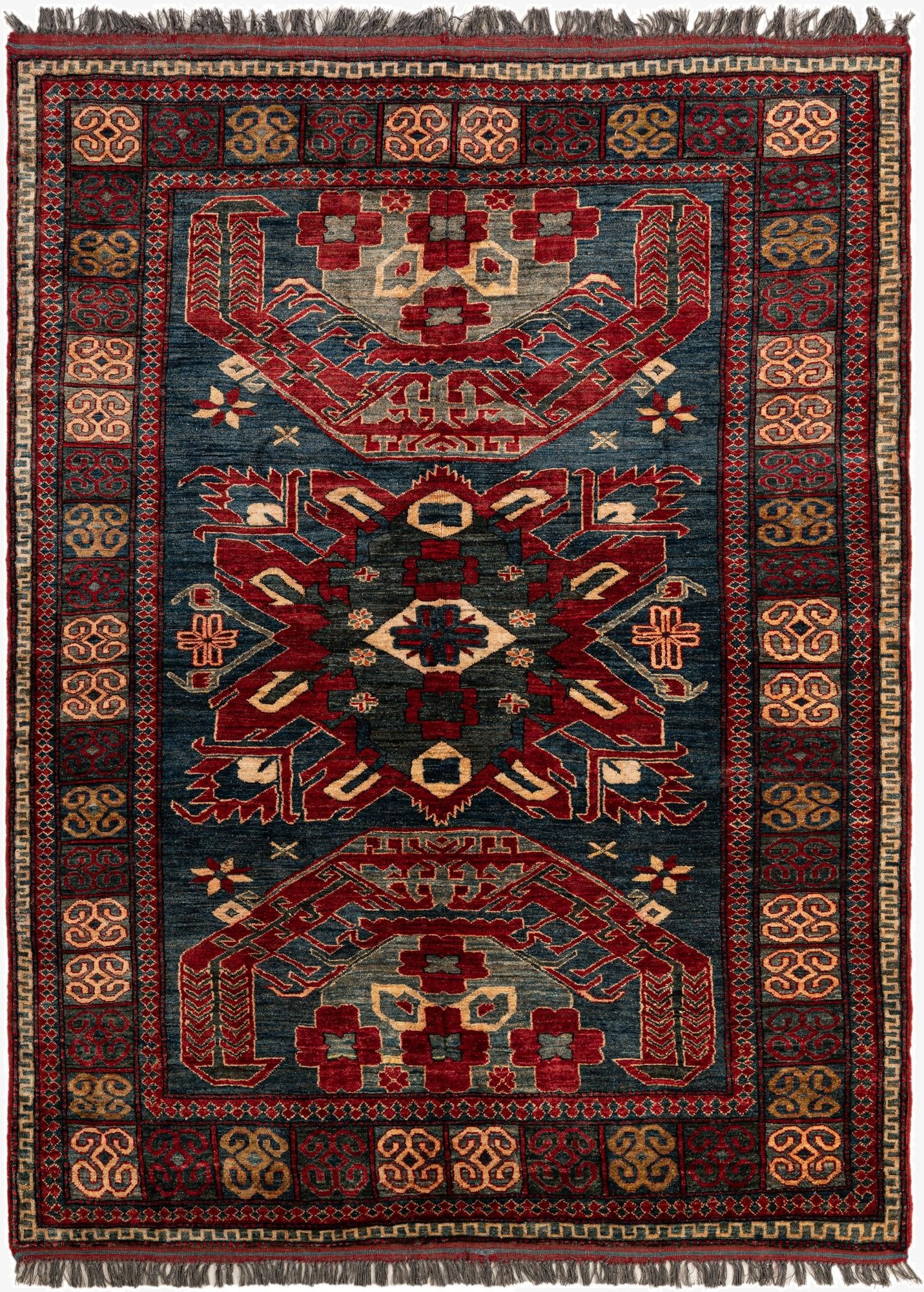  5' x 6' 11  Hand Knotted Kazak Wool Rug
