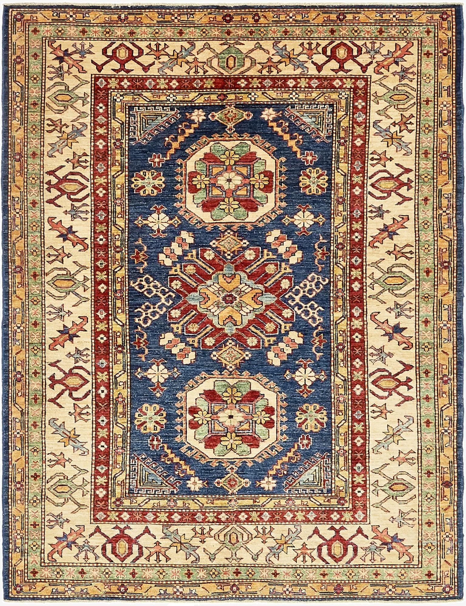  4' 10 x 6' 4  Hand Knotted Kazak Rug