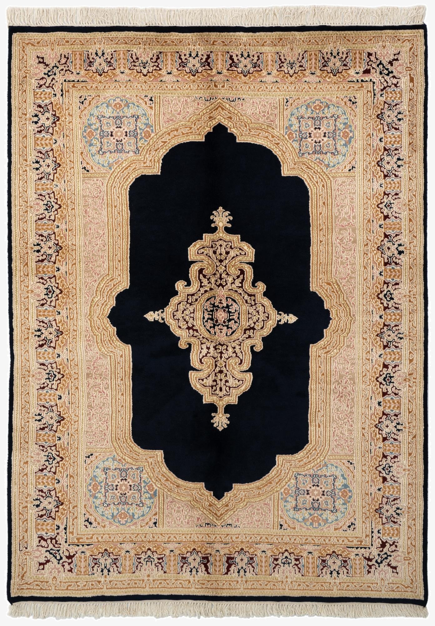  5' 2 x 7' 2  Hand Knotted Kerman Wool Rug