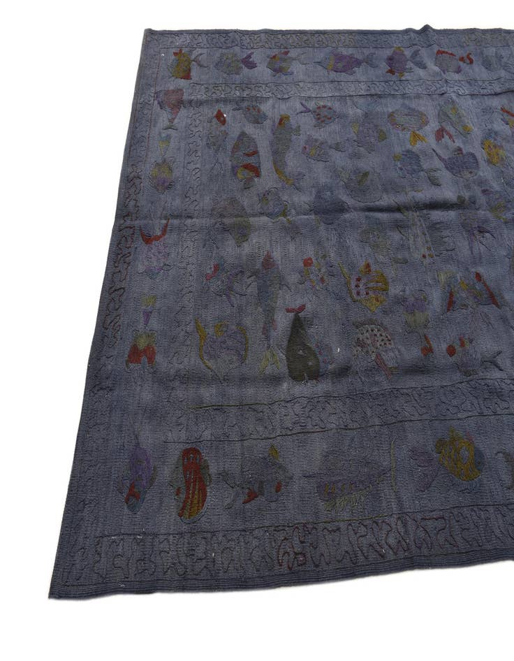 Detail image of  5' 5 x 7' 7  Hand Woven Kilim Suzani Wool Rug