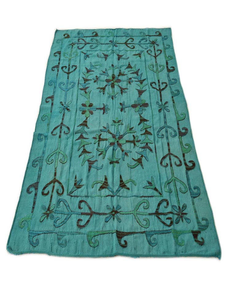 Detail image of  5' 3 x 7' 4  Hand Woven Kilim Suzani Wool Rug