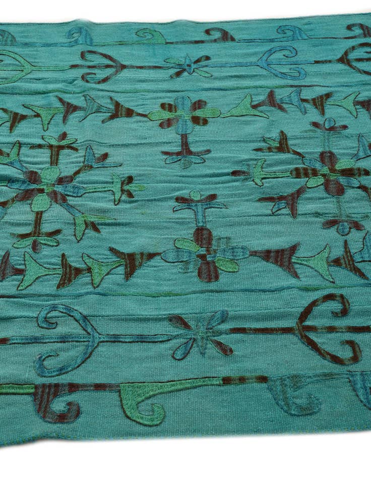 Detail image of  5' 3 x 7' 4  Hand Woven Kilim Suzani Wool Rug