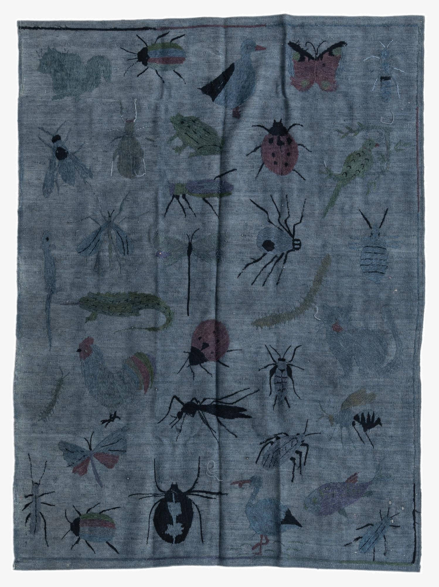  4' 10 x 6' 7  Hand Woven Kilim Suzani Wool Rug