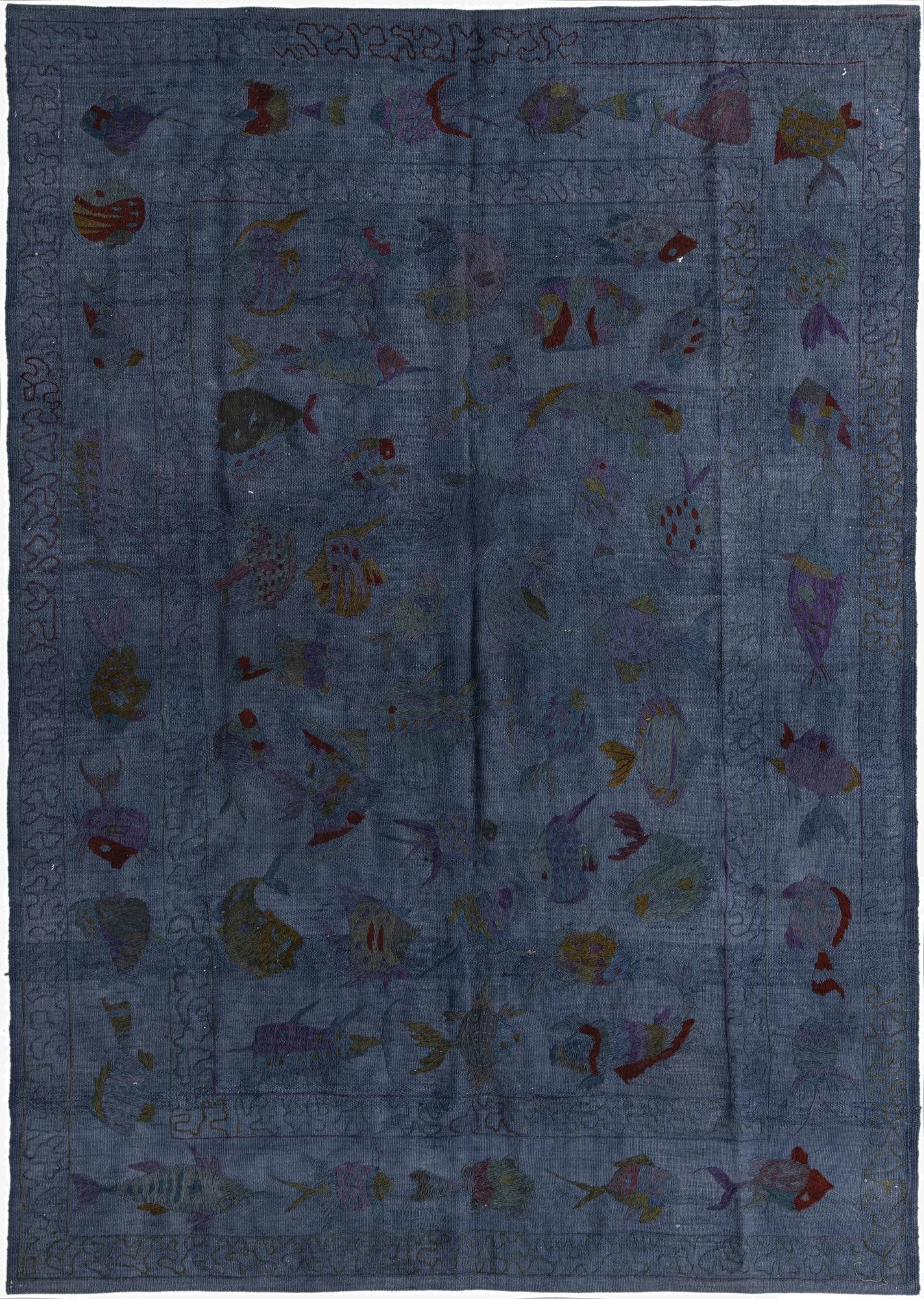  5' 5 x 7' 7  Hand Woven Kilim Suzani Wool Rug