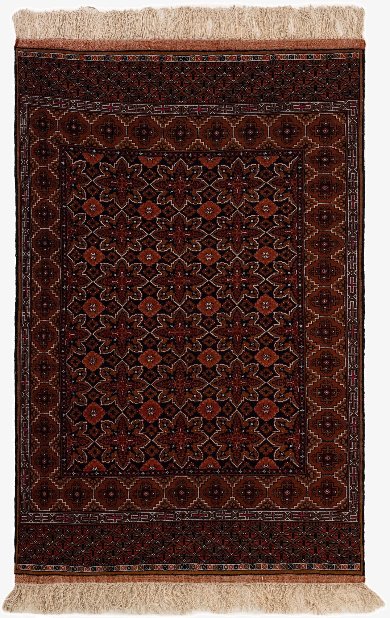  3' 9 x 5' 7  Hand Knotted Lahour Oriental Wool Rug