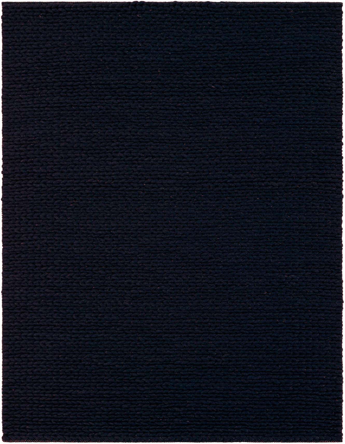 A 4x6 rectangular navy blue New Zealand wool rug with a textured, solid modern design, suitable for a living room or office.