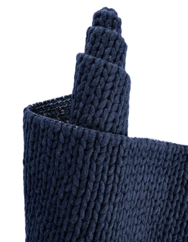 Detail image of  Custom Navy Blue  Hand Woven Lana New Zealand Wool Rug