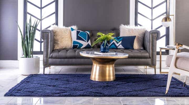 Navy Blue 9' x 12' Lattice Shag Rug