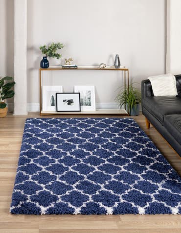  Custom Navy Blue Moroccan Shag Rug