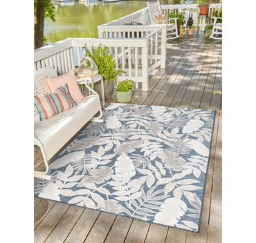 Navy Blue 8' 2 x 10' Botanical Indoor / Outdoor Rug | Rugs.com