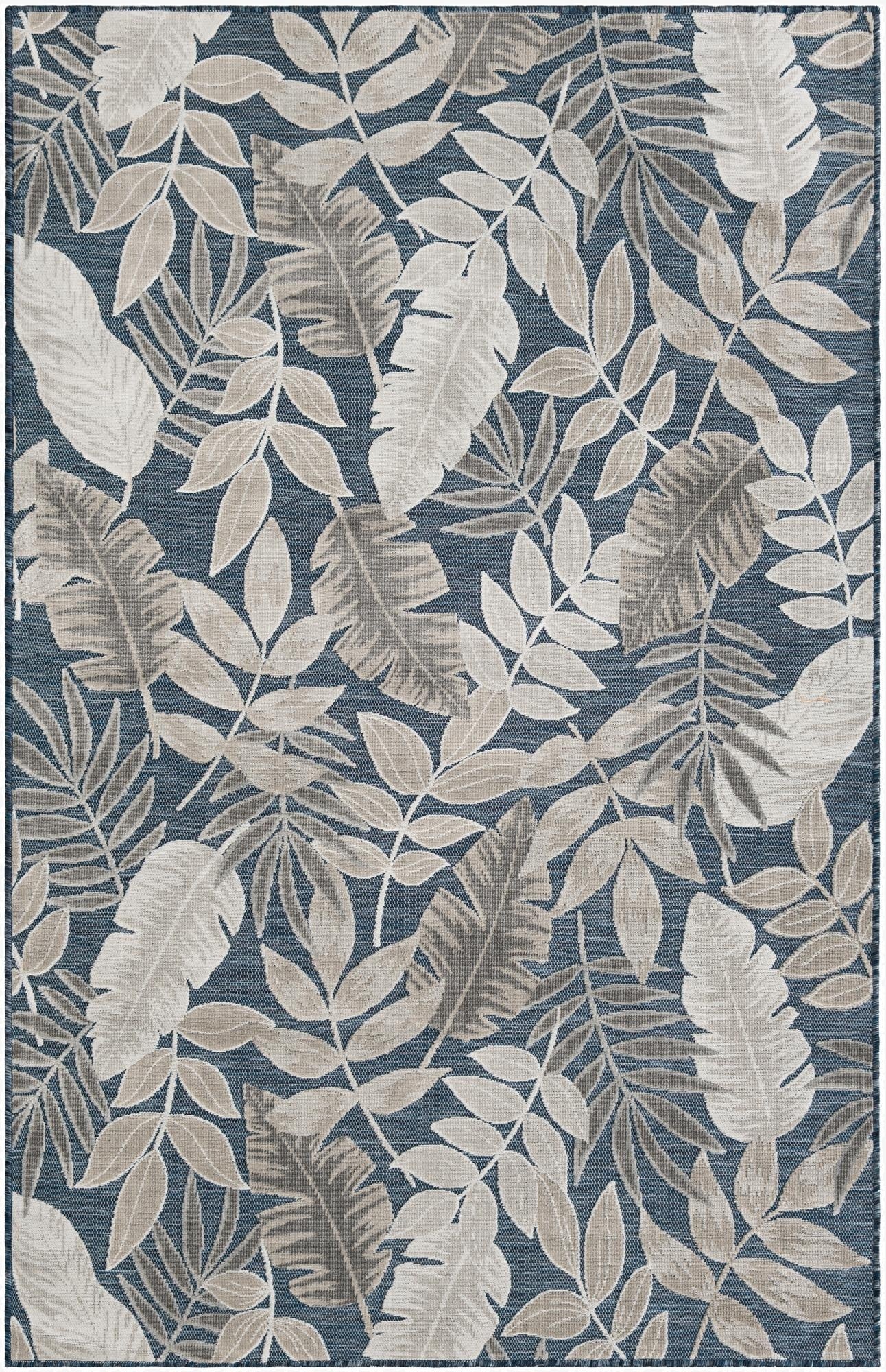  5' 2 x 8'  Washable Botanical Indoor / Outdoor Rug