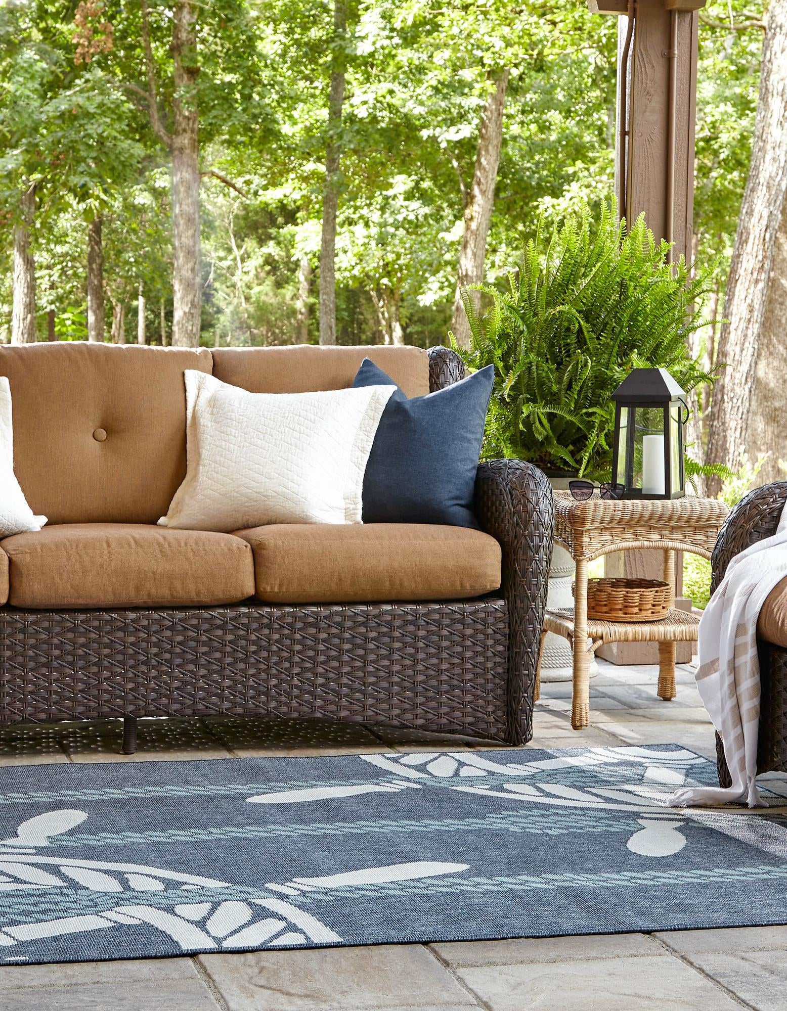 Navy Blue 7' 10 x 10' Coastal Indoor / Outdoor Rug | Rugs.com