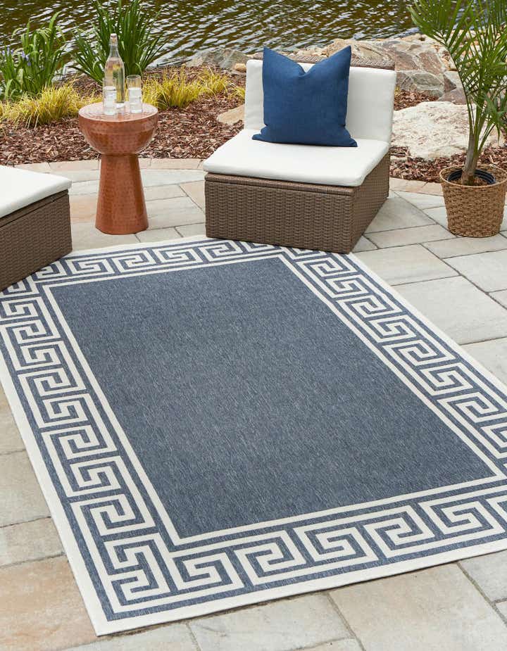 Navy Blue 4' x 6' Coastal Indoor / Outdoor Rug | Rugs.com