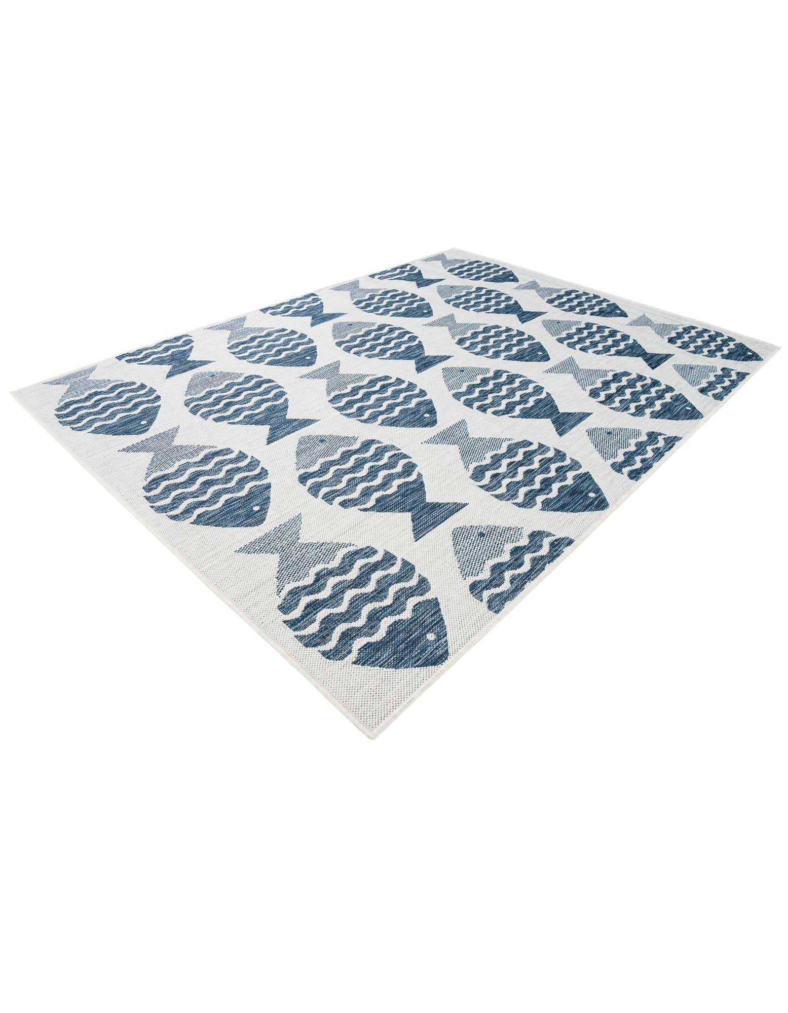 Navy Blue 5' 3 x 7' Coastal Indoor / Outdoor Rug | Rugs.com