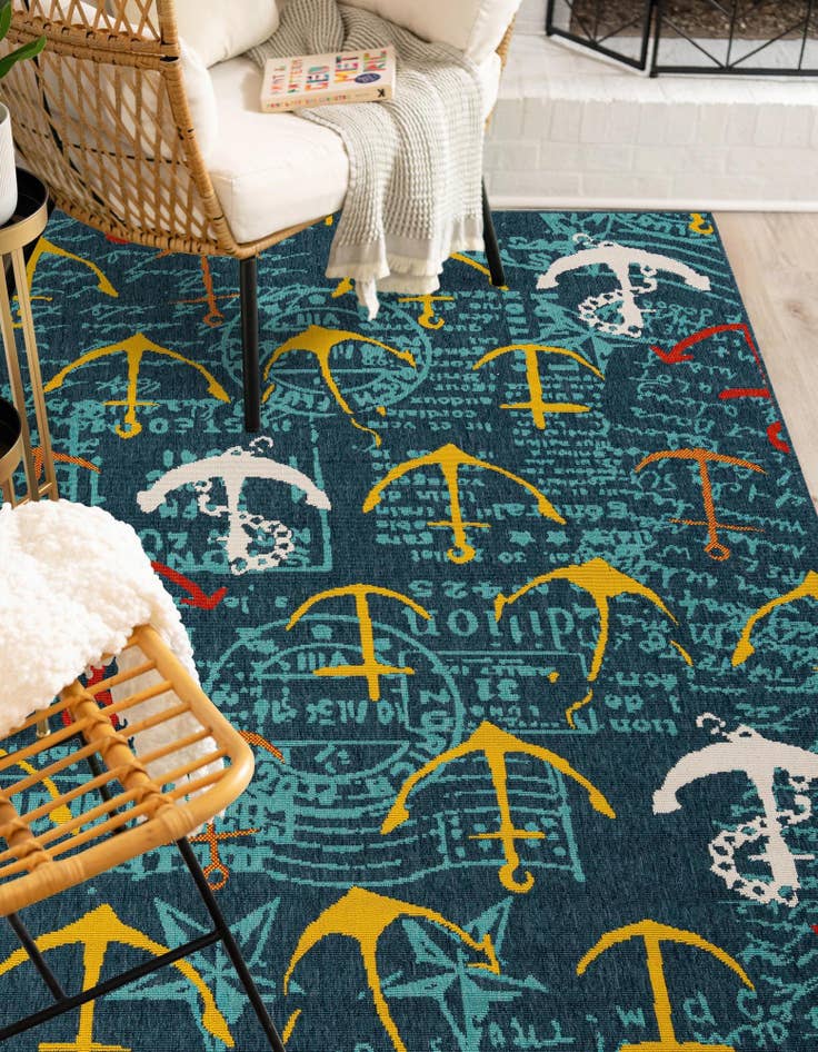 Detail image of  2' x 3'  Washable Coastal Indoor / Outdoor Rug