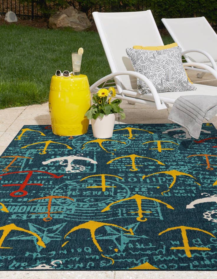 Detail image of  2' x 3'  Washable Coastal Indoor / Outdoor Rug