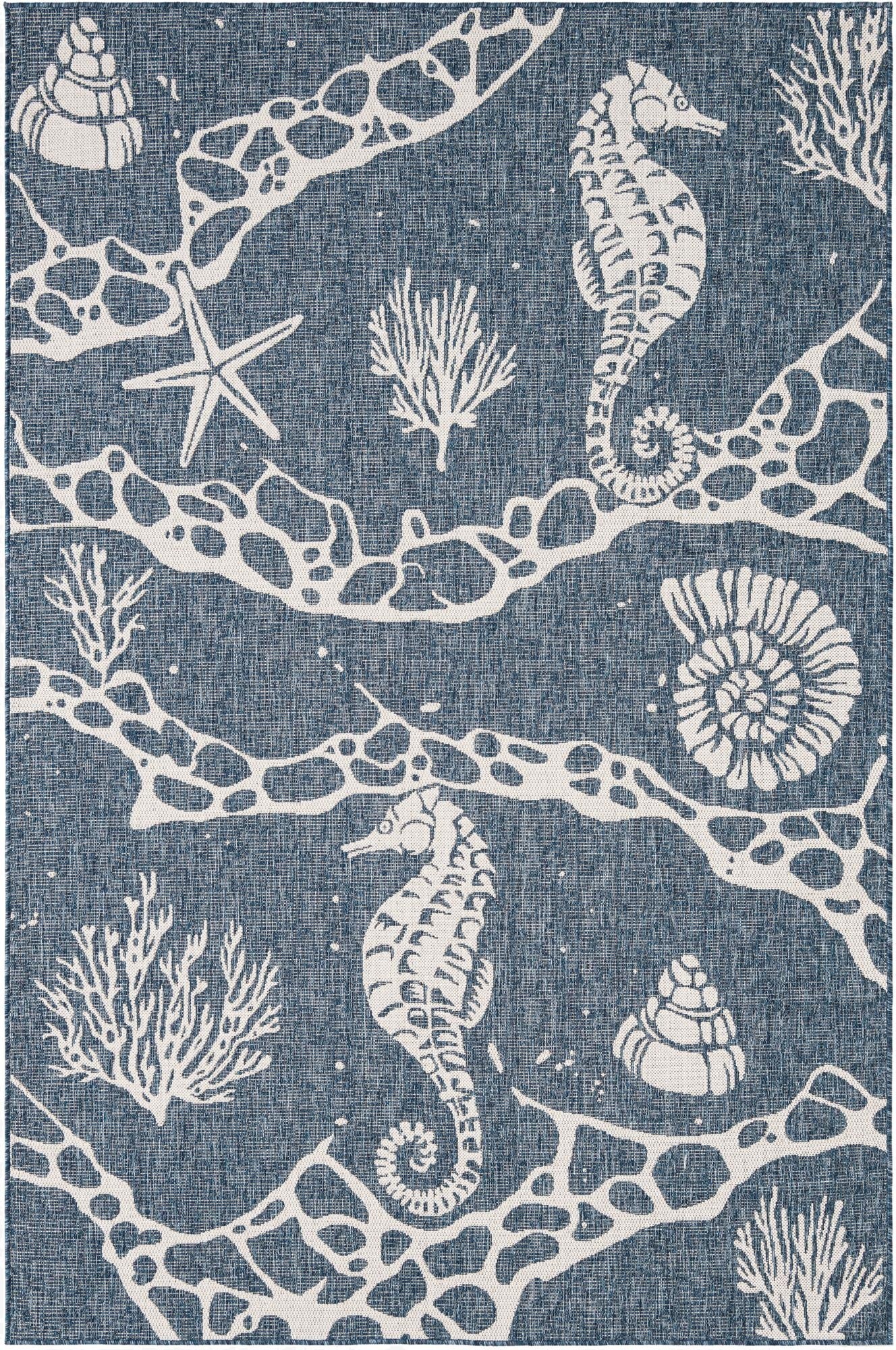  6' x 9'  Washable Coastal Indoor / Outdoor Rug