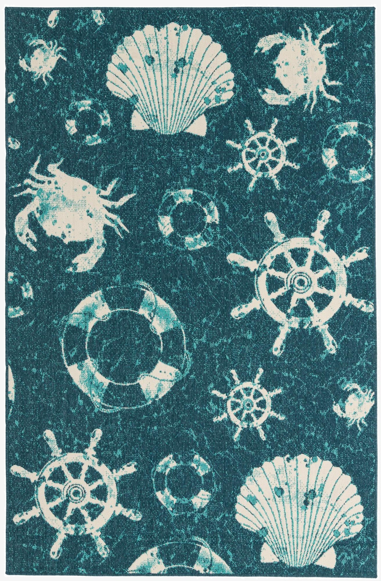  5' 3 x 8'  Washable Coastal Indoor / Outdoor Rug