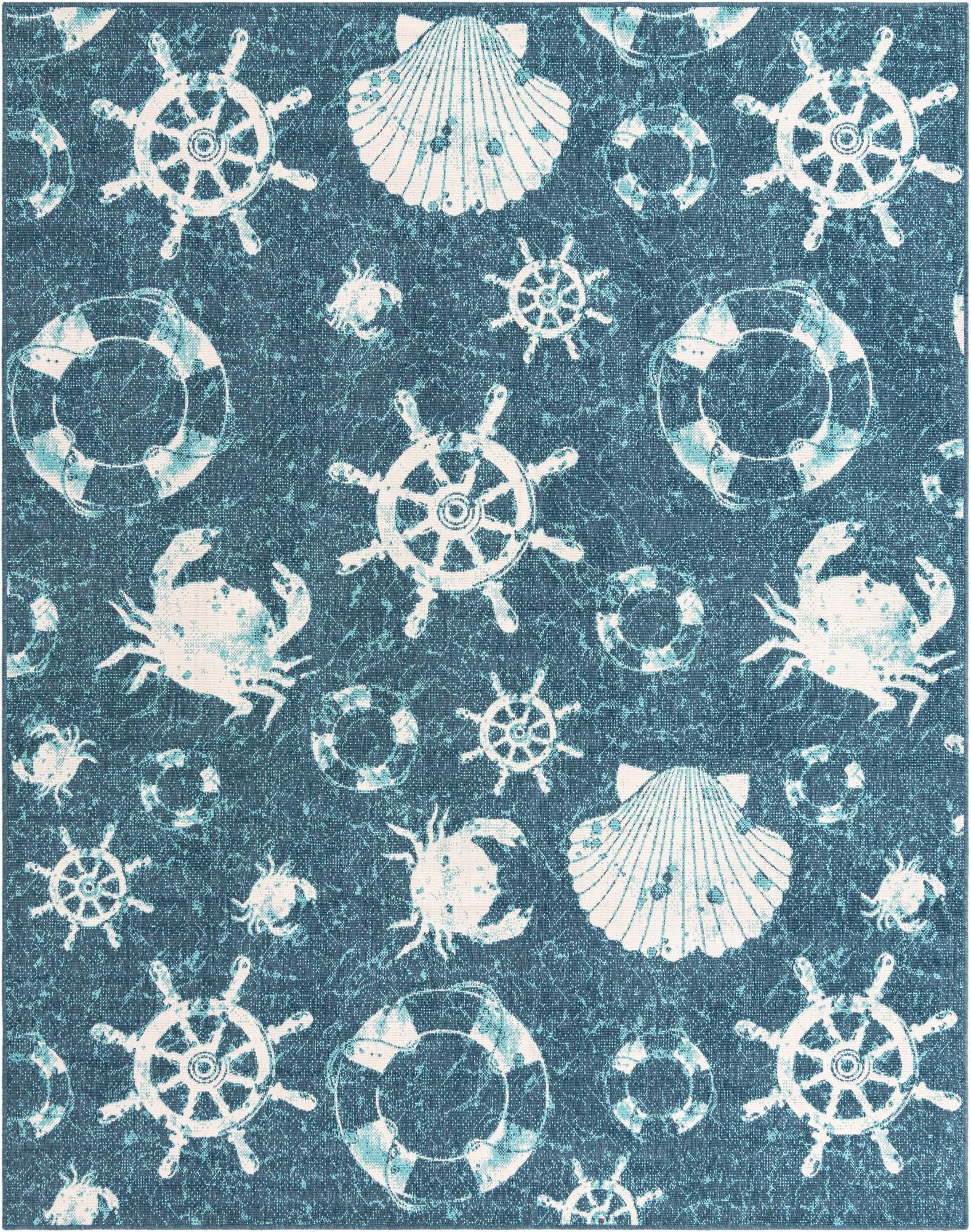  7' 10 x 10'  Washable Coastal Indoor / Outdoor Rug