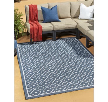 Navy Blue 9' x 12' Lattice Indoor / Outdoor Rug | Rugs.com