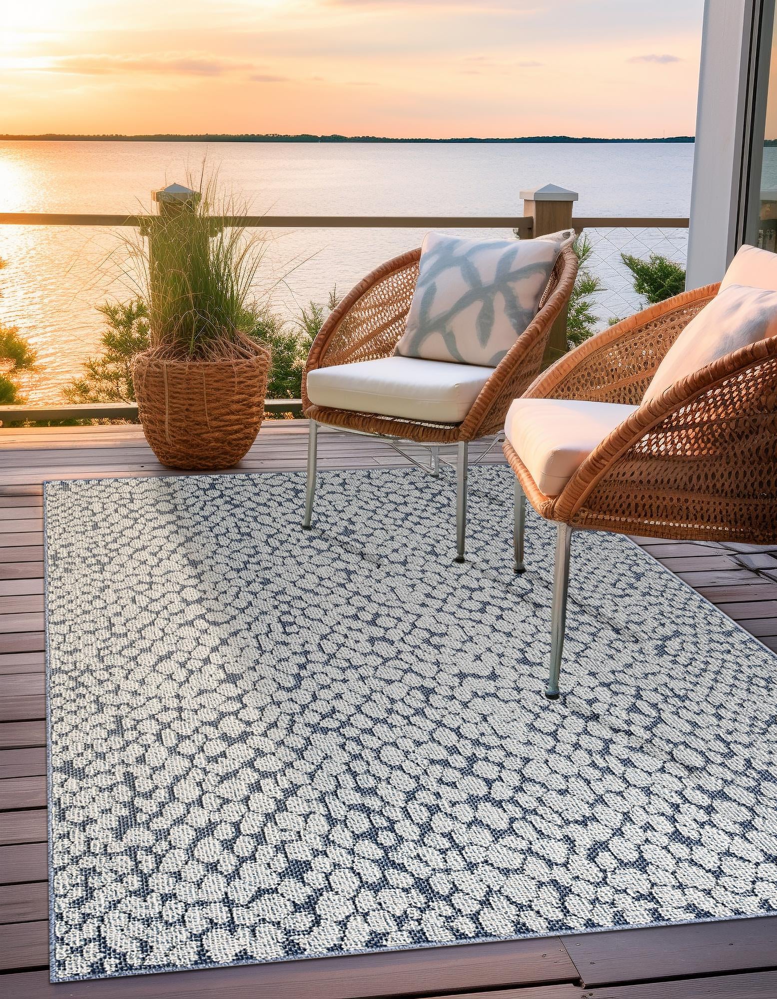 Navy Blue 9' x 12' Safari Indoor / Outdoor Rug | Rugs.com