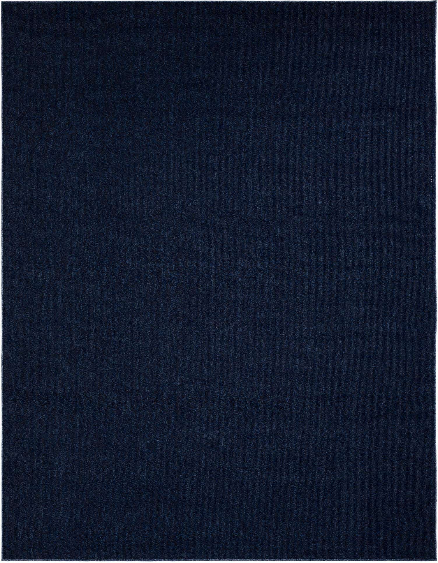 A large 8x10 rectangular navy blue solid modern rug, suitable for indoor or outdoor use.