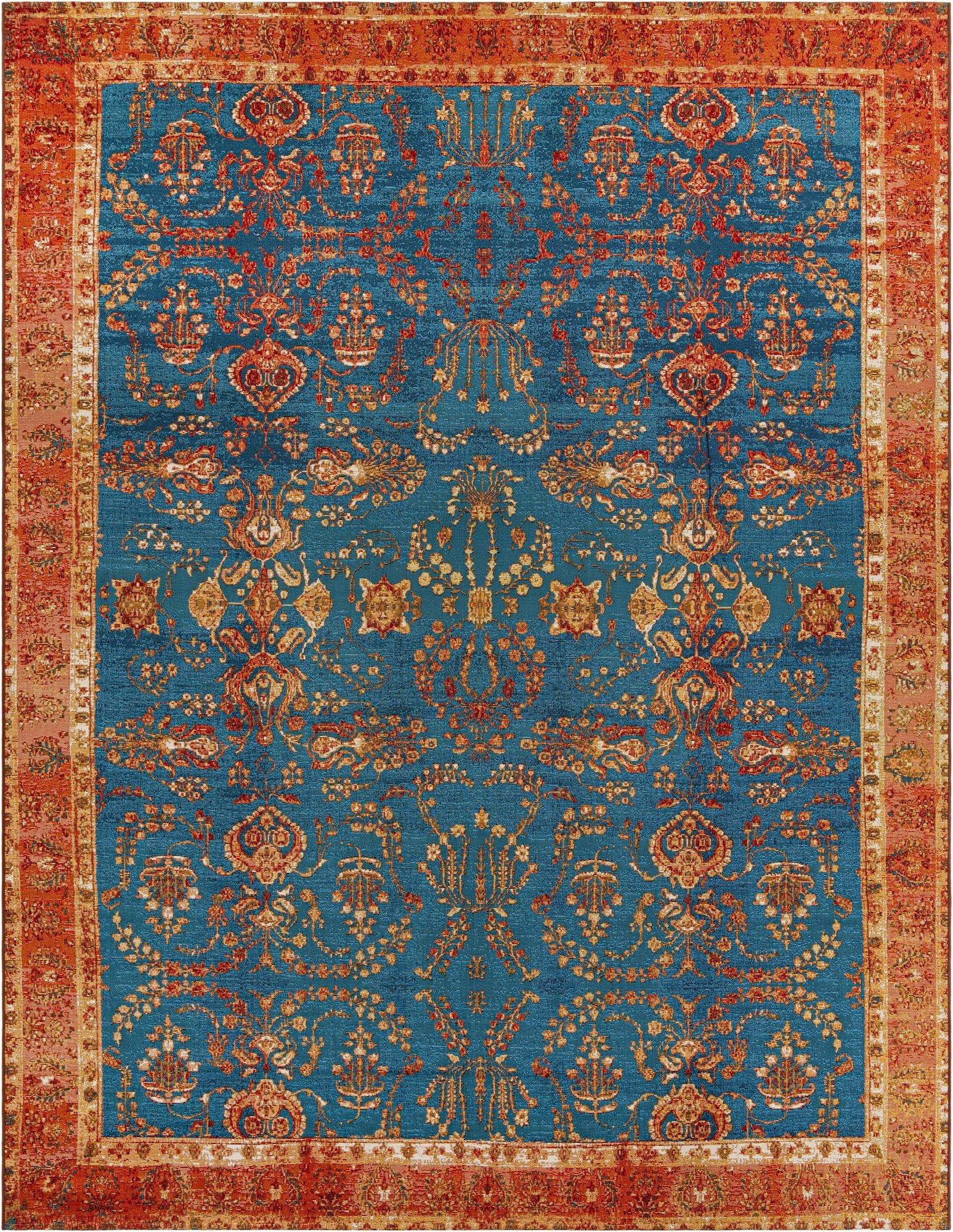  9' x 12'  Washable Traditional Indoor / Outdoor Rug