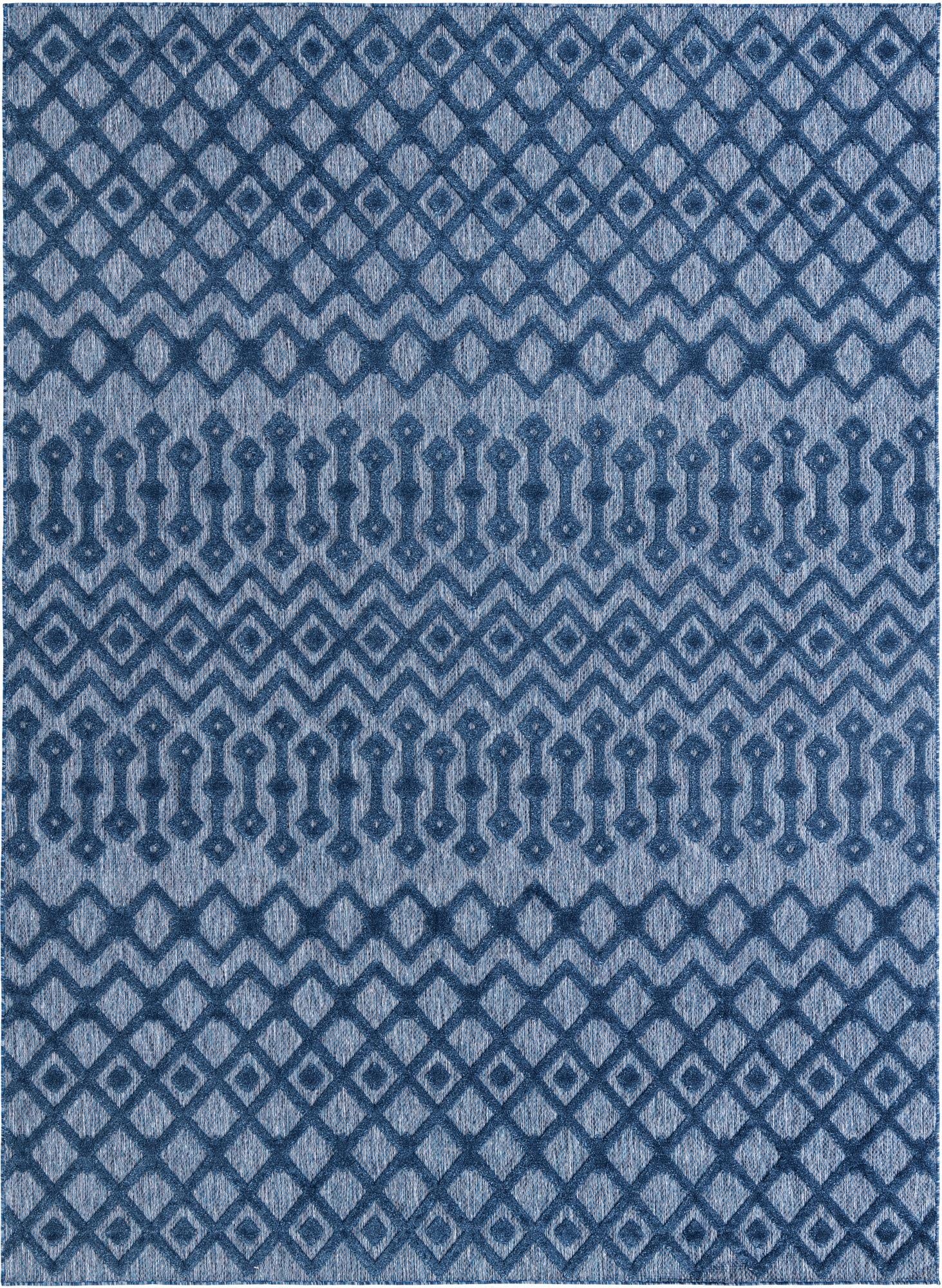  9' x 12'  Washable Trellis Textured Indoor / Outdoor Rug