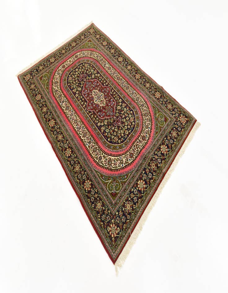 Detail image of  4' 7 x 6' 10  Hand Knotted Qom Persian Rug