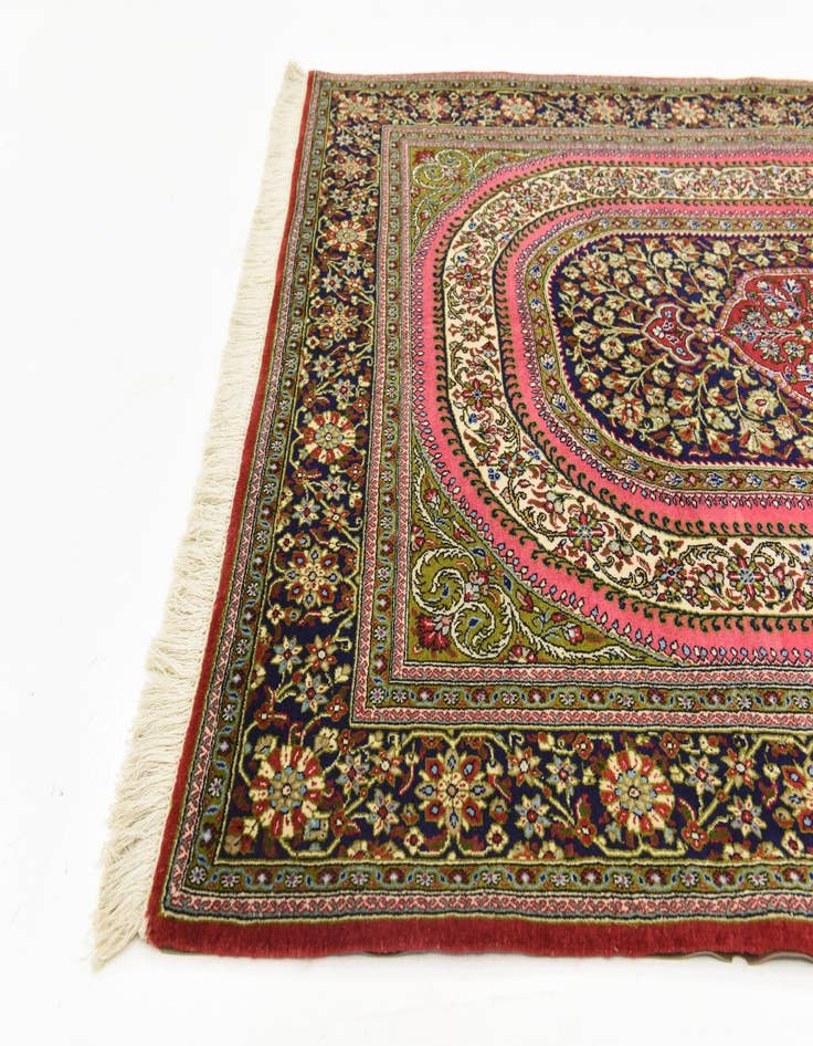 Detail image of  4' 7 x 6' 10  Hand Knotted Qom Persian Rug