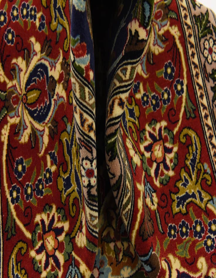 Detail image of  6' 11 x 10'  Hand Knotted Qom Persian Rug