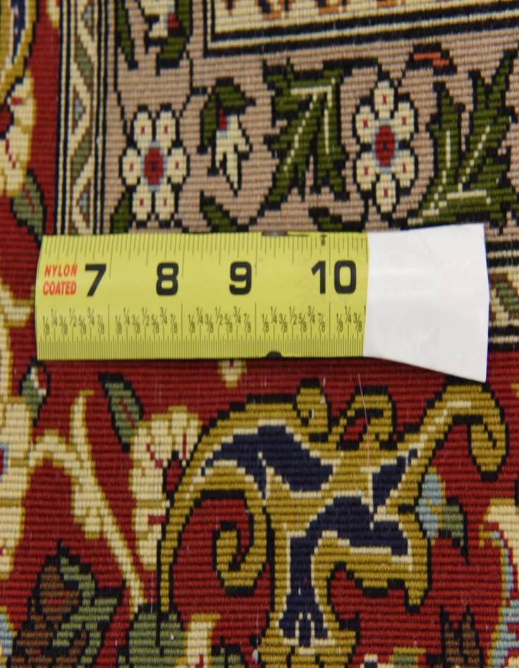 Detail image of  6' 11 x 10'  Hand Knotted Qom Persian Rug