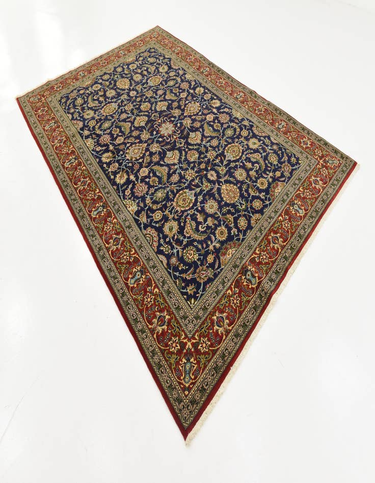 Detail image of  6' 11 x 10'  Hand Knotted Qom Persian Rug