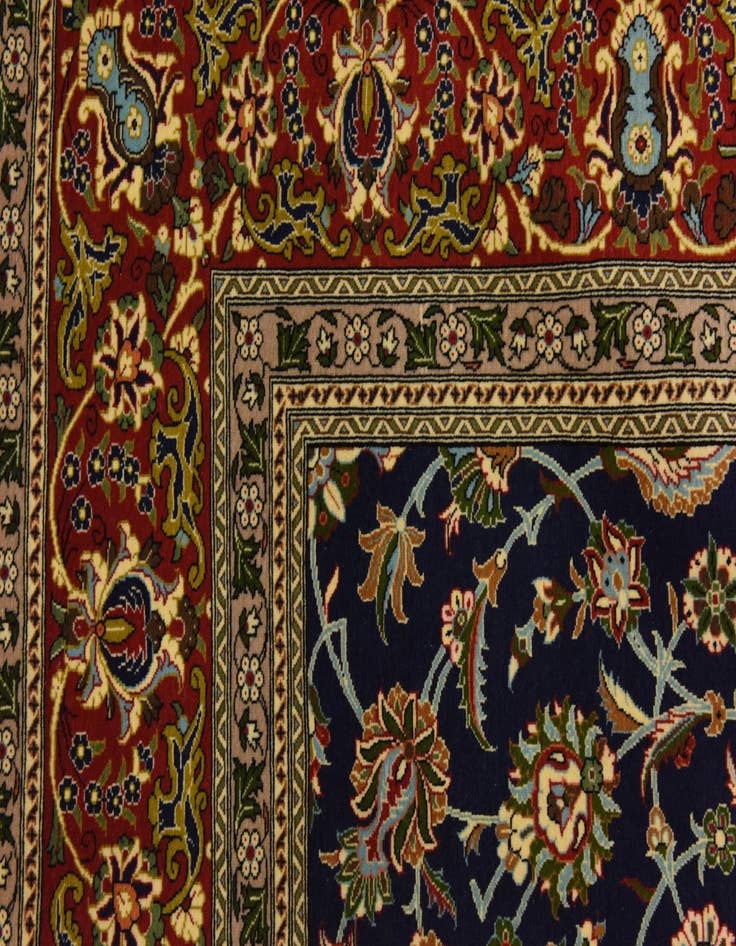 Detail image of  6' 11 x 10'  Hand Knotted Qom Persian Rug