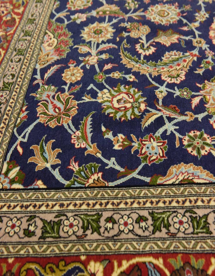 Detail image of  6' 11 x 10'  Hand Knotted Qom Persian Rug