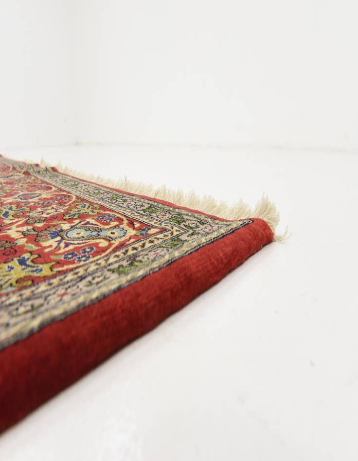 Detail image of  6' 11 x 10'  Hand Knotted Qom Persian Rug